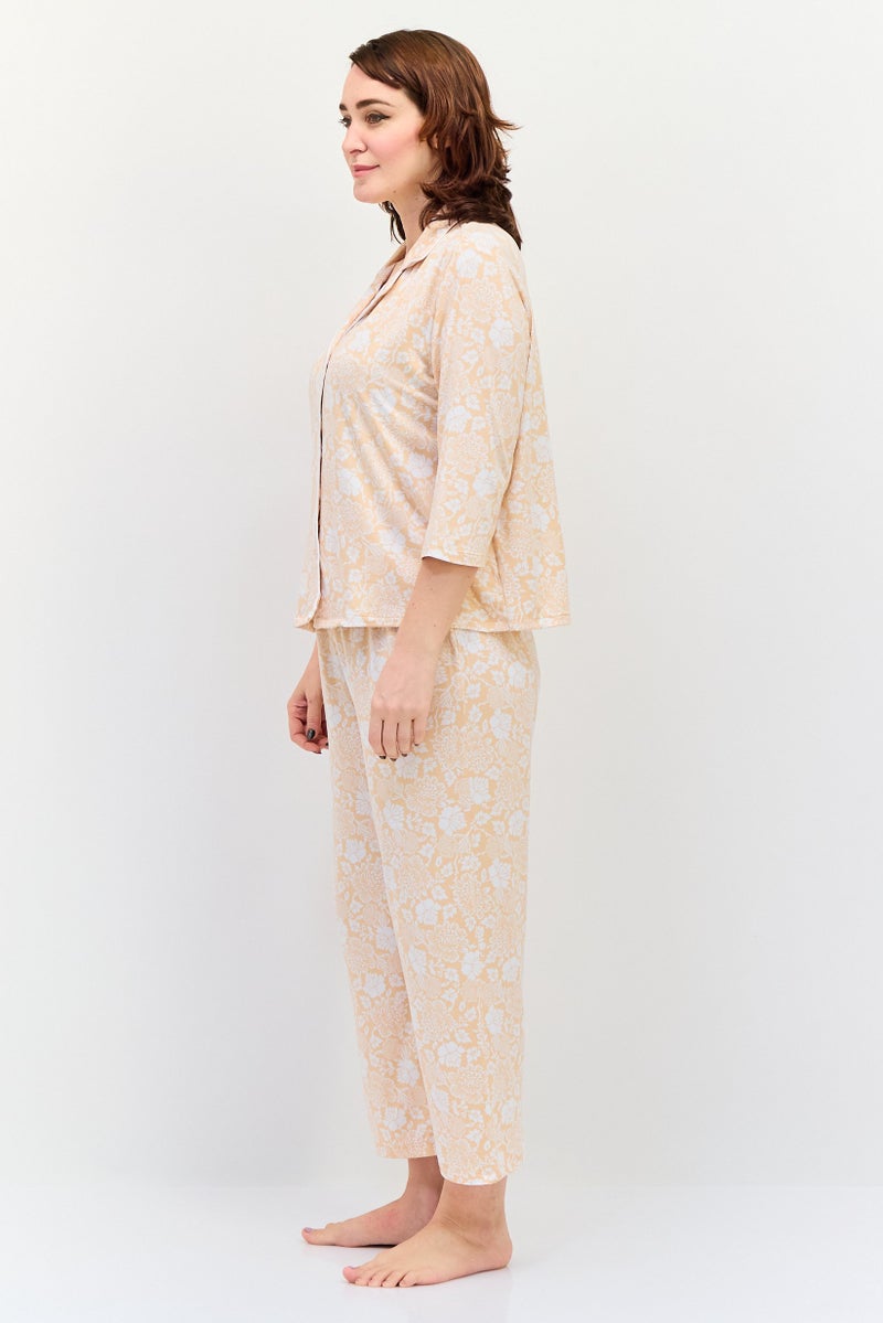 Jones New York Women 2 Pcs Floral Print Top And Pyjamas Sleepwear Set, Multicolor - Image 3