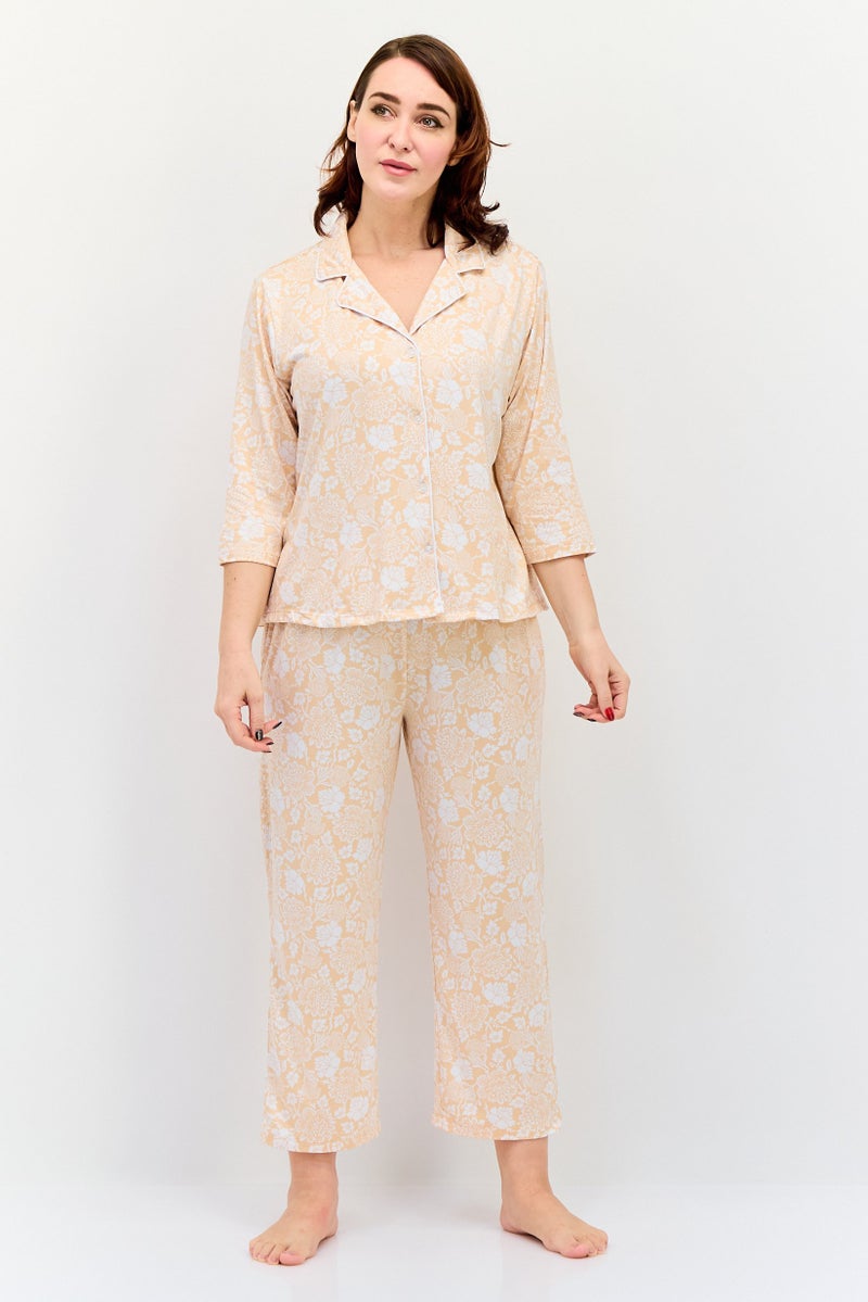 Jones New York Women 2 Pcs Floral Print Top And Pyjamas Sleepwear Set, Multicolor - Image 1