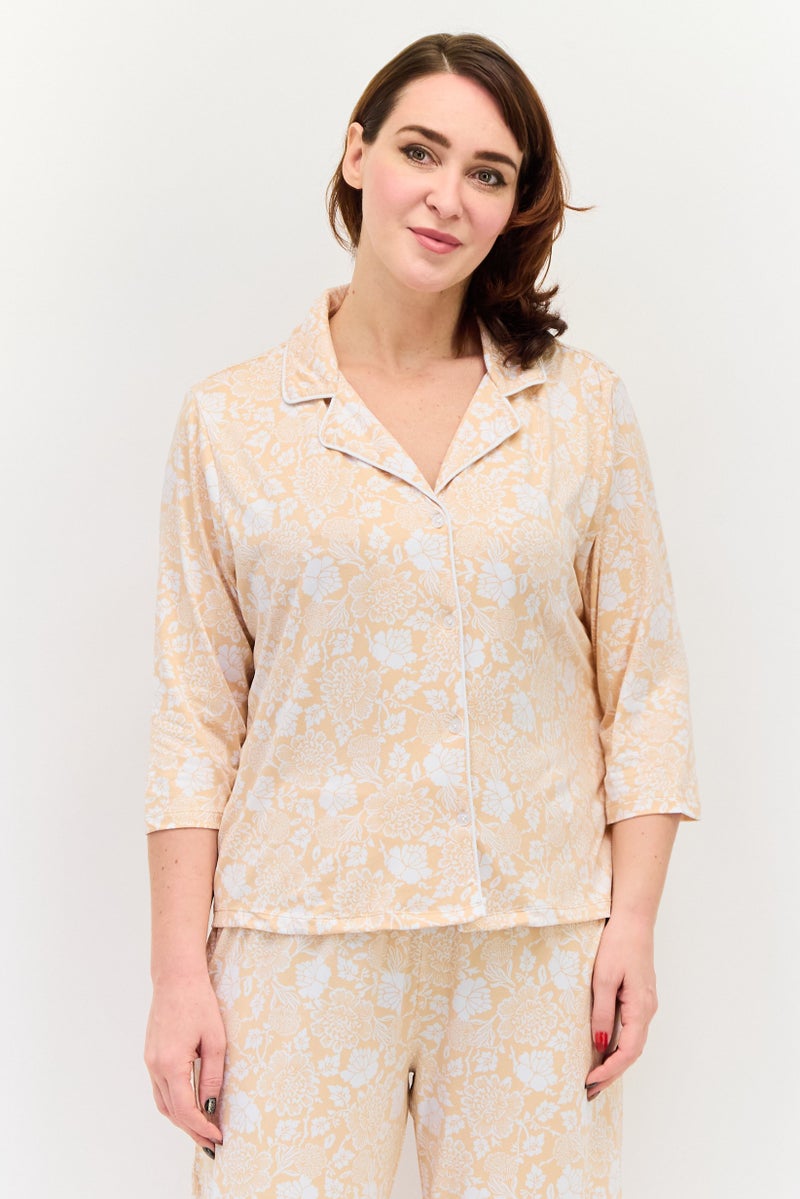 Jones New York Women 2 Pcs Floral Print Top And Pyjamas Sleepwear Set, Multicolor - Image 2