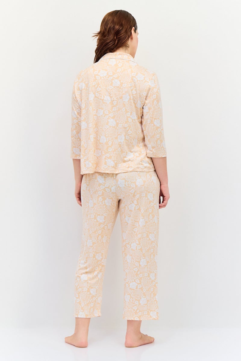 Jones New York Women 2 Pcs Floral Print Top And Pyjamas Sleepwear Set, Multicolor - Image 4