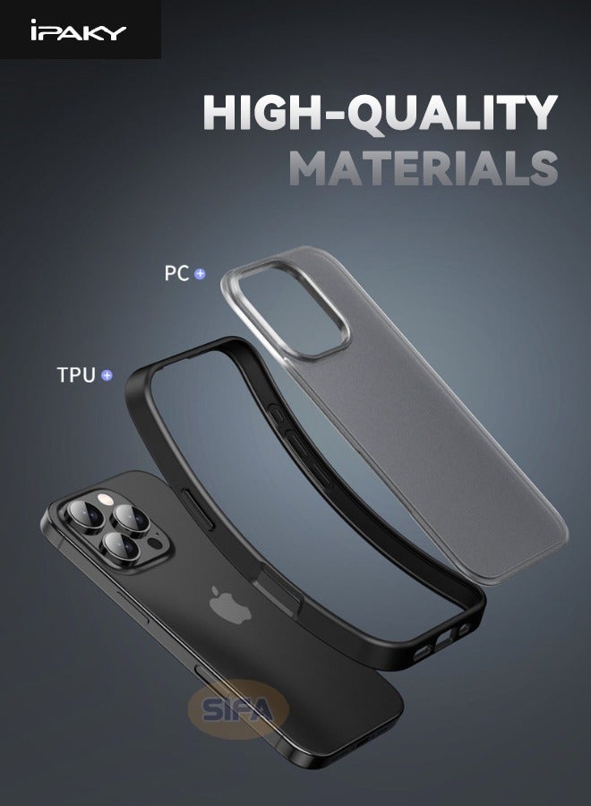 إيباكي غطاء هاتف iPhone 16 Pro، غطاء مصنوع من مواد مختلطة، جراب نحيف صلب بلوري، مضاد للسقوط والصدمات، غير قابل للانزلاق، بصمة أصابع غير لاصقة، غطاء حماية غير أصفر اللون لهاتف Apple iPhone 16 Pro، أسود - Image 4