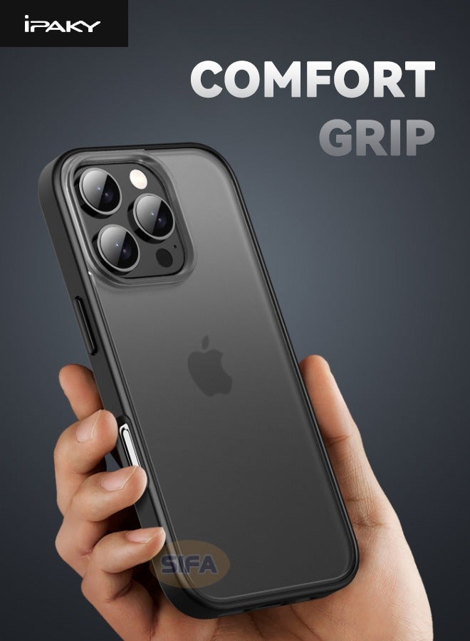 إيباكي غطاء هاتف iPhone 16 Pro، غطاء مصنوع من مواد مختلطة، جراب نحيف صلب بلوري، مضاد للسقوط والصدمات، غير قابل للانزلاق، بصمة أصابع غير لاصقة، غطاء حماية غير أصفر اللون لهاتف Apple iPhone 16 Pro، أسود - Image 5