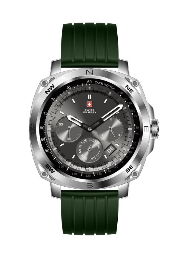 SWISS MILITARY - Swiss Military Dom 4 Smartwatch - 1.43" AMOLED, Call Features, Multi Language, Heart Rate/BP/Oxygen Level Monitoring, Wireless Charging, 5-7 Days Battery Life,IP67, Compatibility: iOS/Android- Green - Image 1
