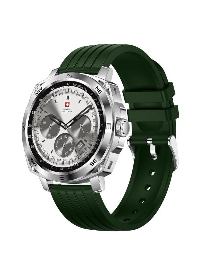 SWISS MILITARY - Swiss Military Dom 4 Smartwatch - 1.43" AMOLED, Call Features, Multi Language, Heart Rate/BP/Oxygen Level Monitoring, Wireless Charging, 5-7 Days Battery Life,IP67, Compatibility: iOS/Android- Green - Image 1