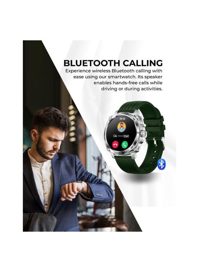 SWISS MILITARY - Swiss Military Dom 4 Smartwatch - 1.43" AMOLED, Call Features, Multi Language, Heart Rate/BP/Oxygen Level Monitoring, Wireless Charging, 5-7 Days Battery Life,IP67, Compatibility: iOS/Android- Green - Image 1
