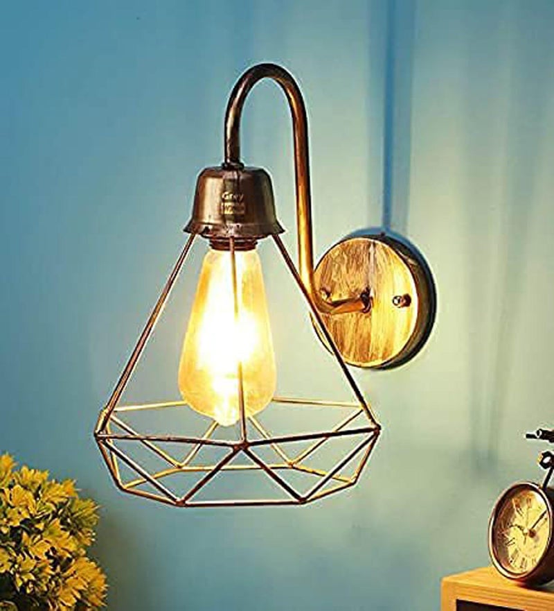GreyWings Geometric Antique Bronze Metal Wall Light – Modern Industrial Decorative Sconce, Living Room, Bedroom, Cafe, E27 Holder (Bulb not Included) Small Pack of 1 - Image 2