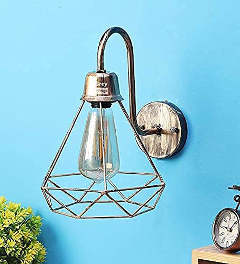 GreyWings Geometric Antique Bronze Metal Wall Light – Modern Industrial Decorative Sconce, Living Room, Bedroom, Cafe, E27 Holder (Bulb not Included) Small Pack of 1 - Image 5