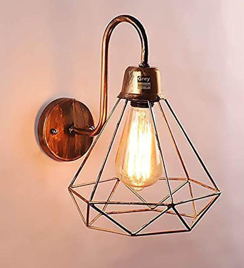 GreyWings Geometric Antique Bronze Metal Wall Light – Modern Industrial Decorative Sconce, Living Room, Bedroom, Cafe, E27 Holder (Bulb not Included) Small Pack of 1 - Image 1