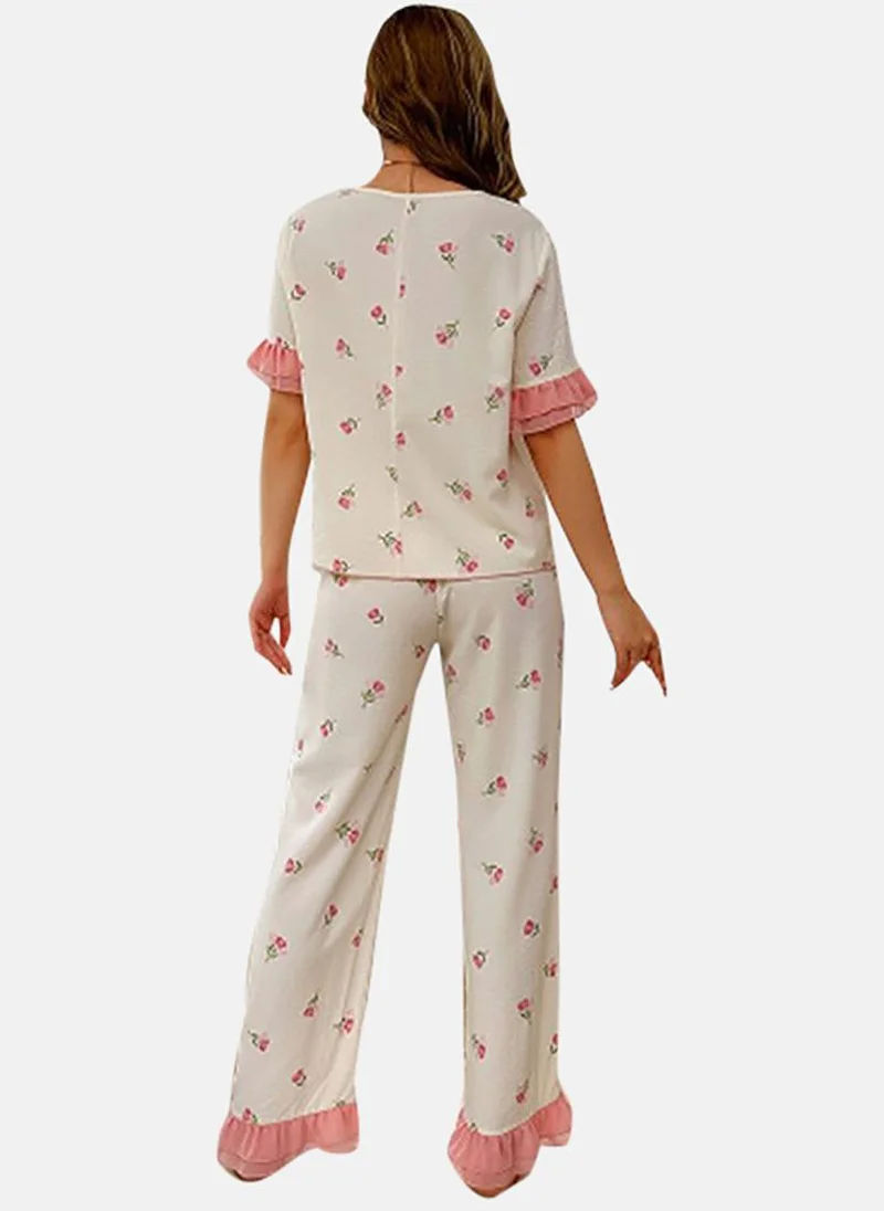 يونيكي White Printed Pyjamas & Top
