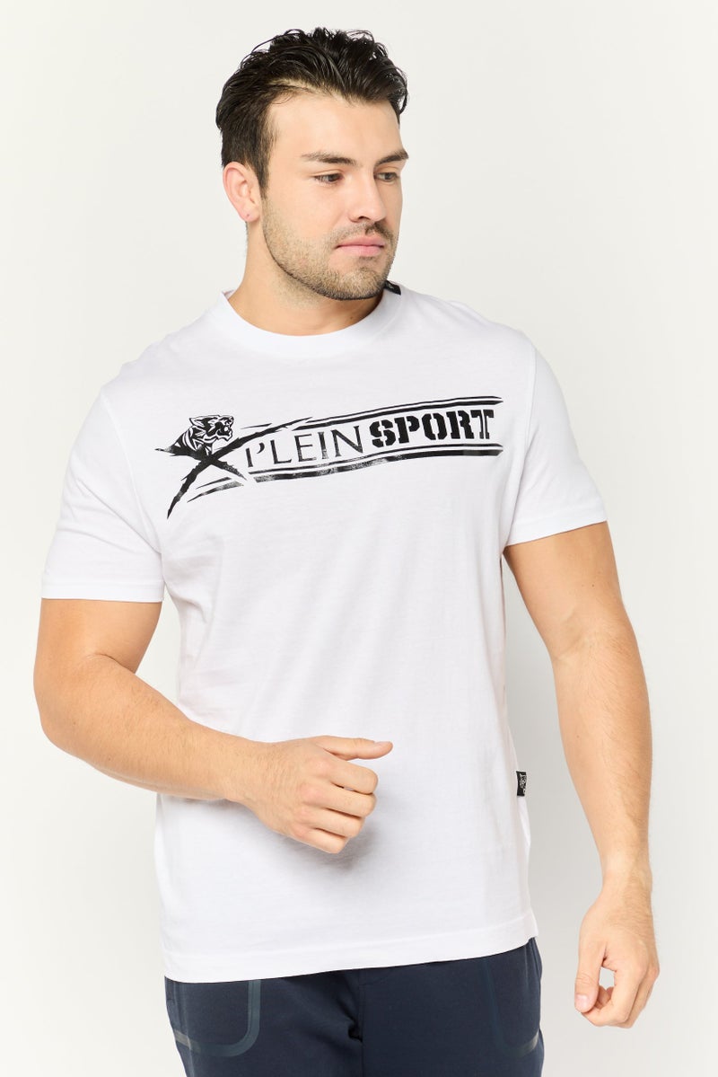 PHILIPP PLEIN Plein Sport Men Sportswear Fit Short Sleeve Outdoor T-Shirt, White - Image 1