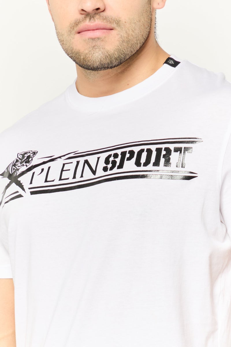PHILIPP PLEIN Plein Sport Men Sportswear Fit Short Sleeve Outdoor T-Shirt, White - Image 3
