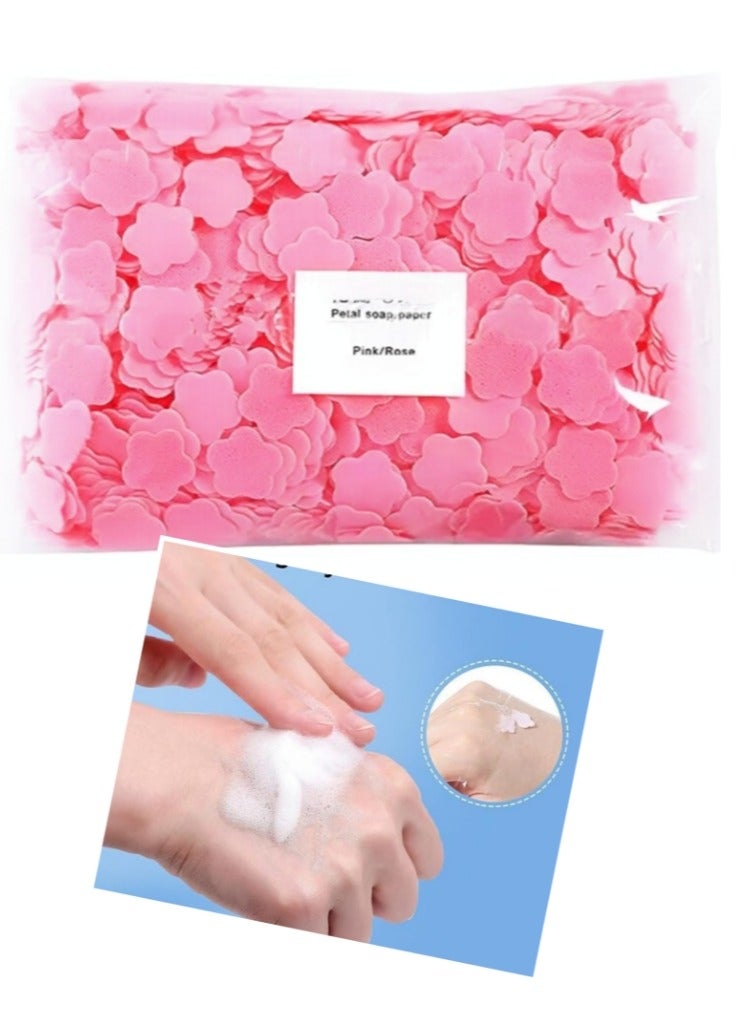 OASIS-TH 1000 PCS Portable Mini Soap Sheets, Disposable Soap Paper Sheets, Hand Washing Bath Scented Paper for Home Travel Camping and Outdoor Activities Pink Rose Scented  - Image 1