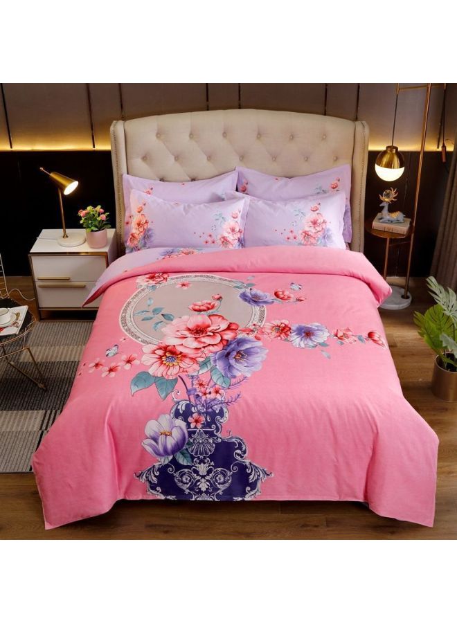 Thickened Large Edition Flower Sanding Skin-Friendly Non-Cotton Four-Piece Set Single And Double Bed Sheet Quilt Cover Dormitory Three-Piece Set Bed Dream Domain-Color:Tb*028* Yingshan Red-Specifications:Quilt Cover 1.5*2.0+sheets+pillowcases*2 - Image 1
