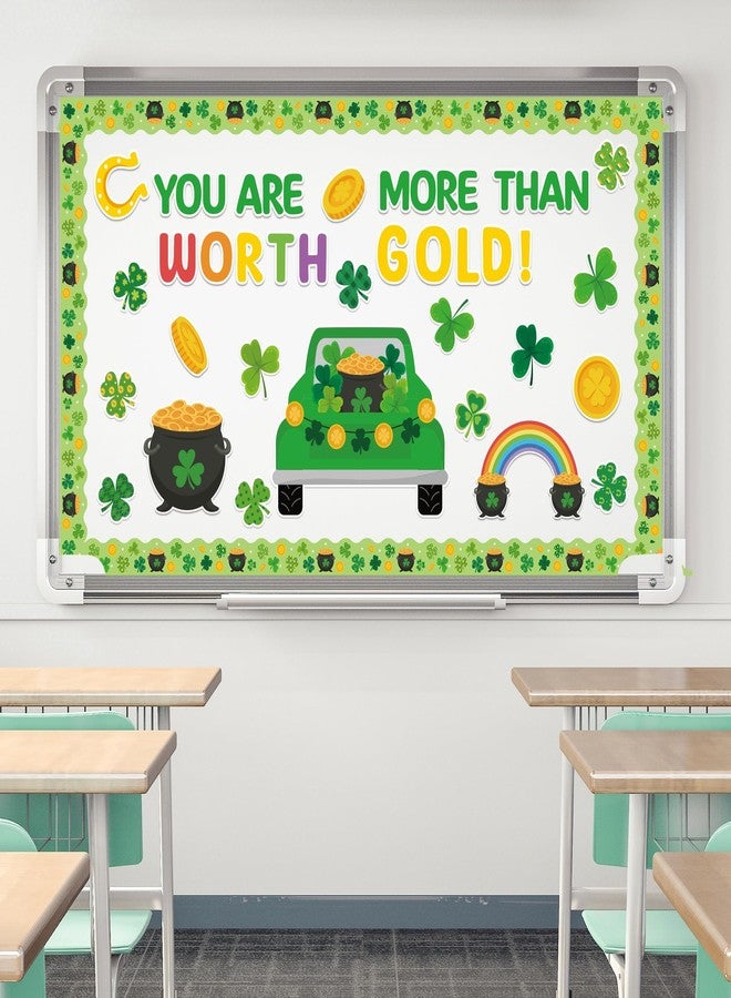 CPicdn 128Pcs St. Patrick's Day Bulletin Board Classroom Decoration You Are Worth More Than Gold Cutouts Shamrock Clover Truck Name Tags School Home Party Supplies Classroom Chalkboard Wall Door Decor - Image 4