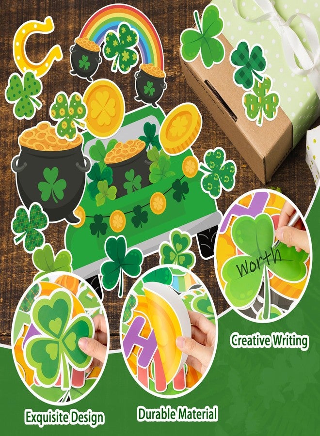 CPicdn 128Pcs St. Patrick's Day Bulletin Board Classroom Decoration You Are Worth More Than Gold Cutouts Shamrock Clover Truck Name Tags School Home Party Supplies Classroom Chalkboard Wall Door Decor - Image 3