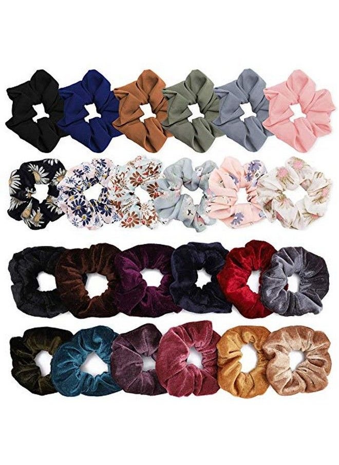 Fameza FAMEZA Women's Chiffon Flower Hair Scrunchies, Pack of 24 (Multicolour)  - Image 1