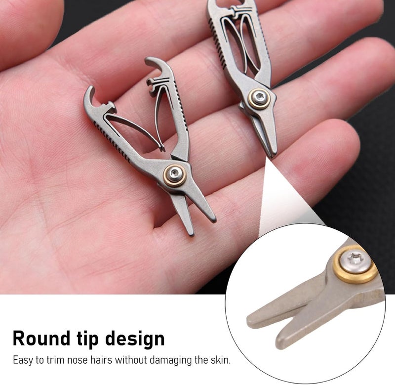 Nose Hair Beauty Scissor, Ti Alloy Round Tip Grooming Scissor Nose Hair Trimming Tool for Eyebrows Beard - Image 2