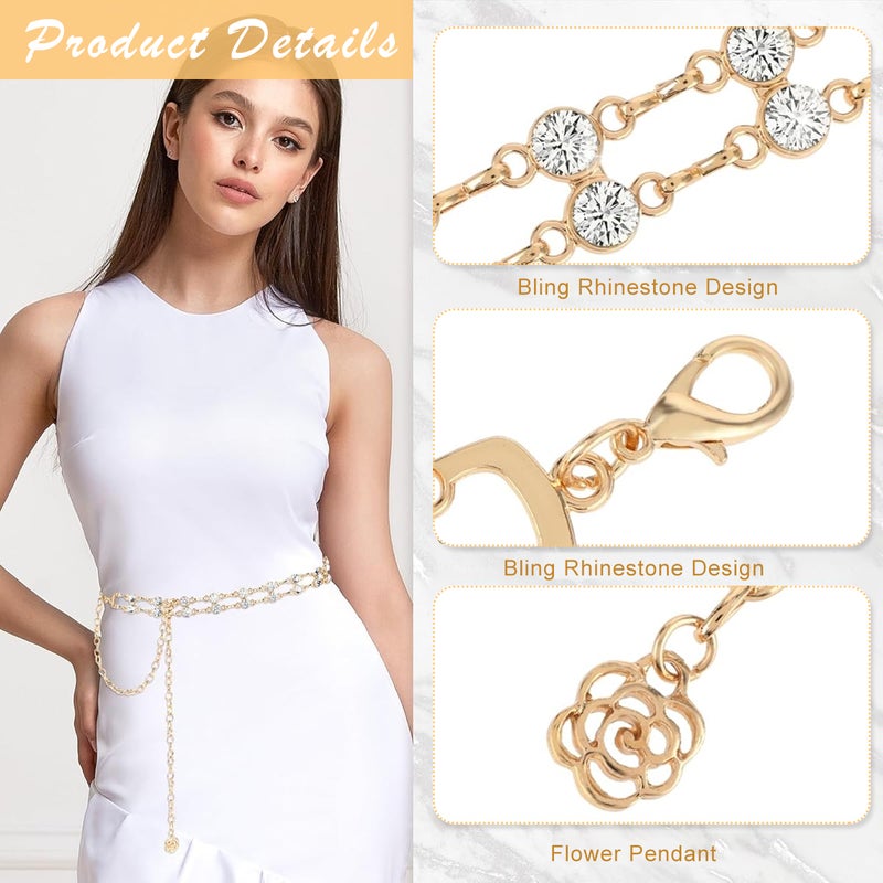HANNEA® Waist Chain for Women, Layered Rhinestone Hip Belt, Adjustable Gold Chain Belt for Dresses, Fashion Stainless Steel Belly Jewelry, Elegant Ladies Accessory Gifts - Image 3