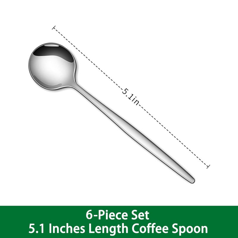 Dehov 5.1 Inches Stainless Steel Coffee & Tea Spoon,6-Piece Cute Mini Spoons For Dessert,Small Espresso Spoons For Dessert,Cute Tiny Spoon - Image 2