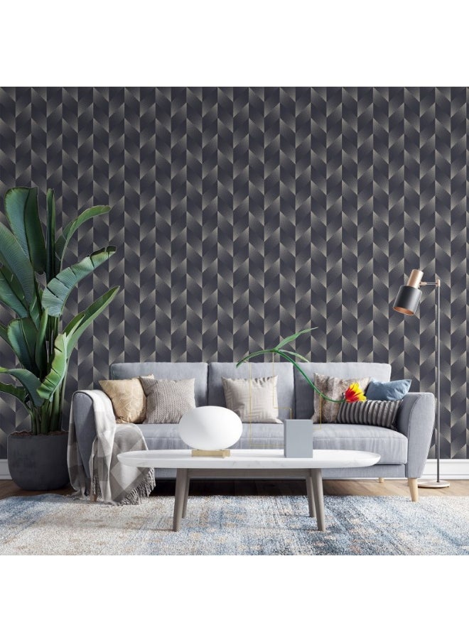 Checkered Parallelogram Mod Seamless Pattern Fabric Wallpaper Covers An Area ​​Up To 4.2Mx3M With Adhesive  And Smoothing Tool