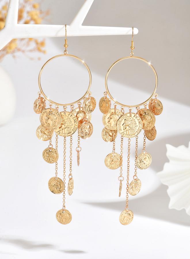 تايك تو أقراط سلسلة معدنية دائرية بشرّابات - Image 3