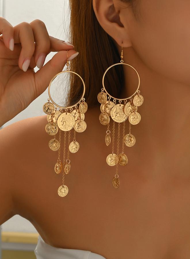 تايك تو أقراط سلسلة معدنية دائرية بشرّابات - Image 2