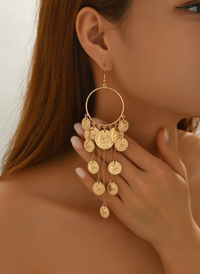 تايك تو أقراط سلسلة معدنية دائرية بشرّابات - Image 1