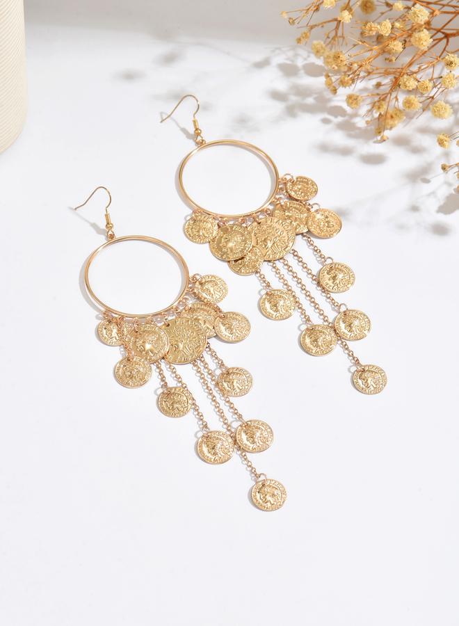 تايك تو أقراط سلسلة معدنية دائرية بشرّابات - Image 4