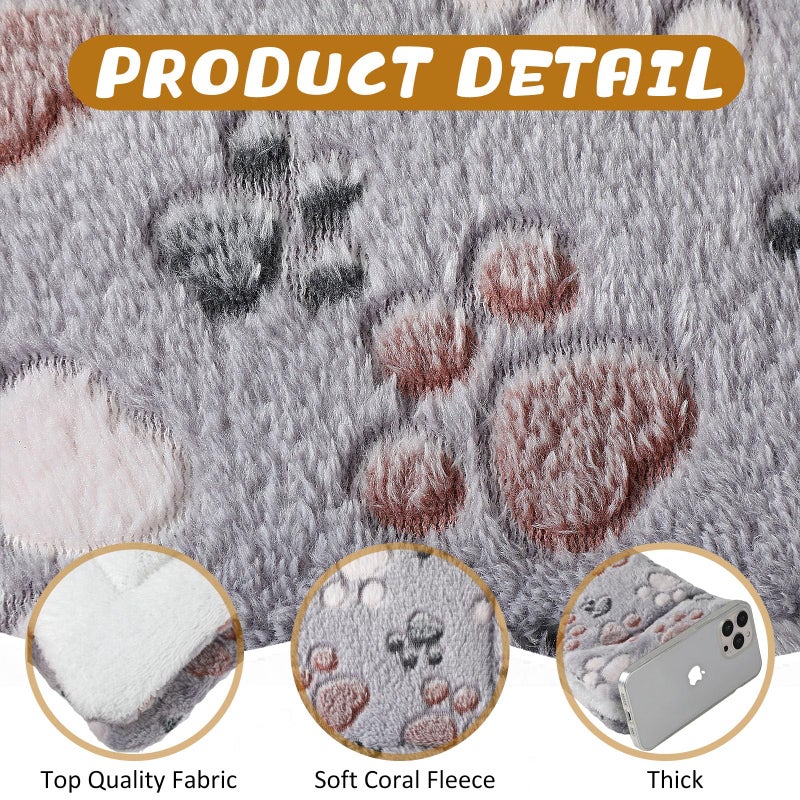 Tuanse 4 Pack Ultra Soft Dog Cat Bed Mat Small Animal Guinea Pig Bed with Cute Print Reversible Fleece Dog Crate Kennel Pad Cozy Washable Thickened Hamster Pet Beds Mat(13 x 19 Inches,Light Gray) - Image 3
