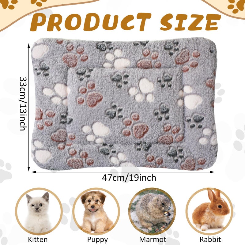 Tuanse 4 Pack Ultra Soft Dog Cat Bed Mat Small Animal Guinea Pig Bed with Cute Print Reversible Fleece Dog Crate Kennel Pad Cozy Washable Thickened Hamster Pet Beds Mat(13 x 19 Inches,Light Gray) - Image 2