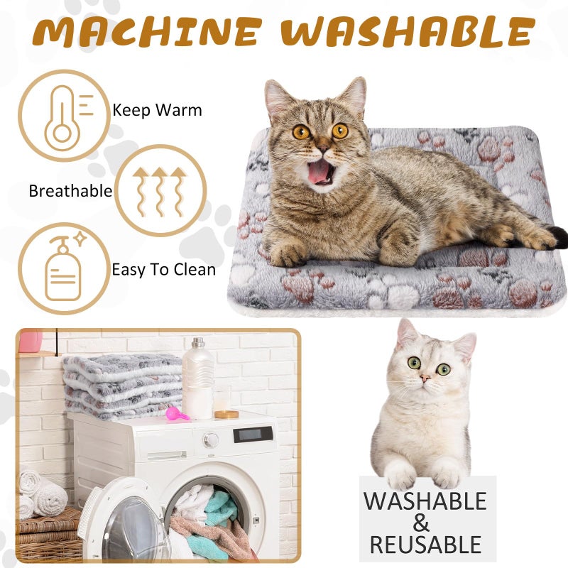 Tuanse 4 Pack Ultra Soft Dog Cat Bed Mat Small Animal Guinea Pig Bed with Cute Print Reversible Fleece Dog Crate Kennel Pad Cozy Washable Thickened Hamster Pet Beds Mat(13 x 19 Inches,Light Gray) - Image 4