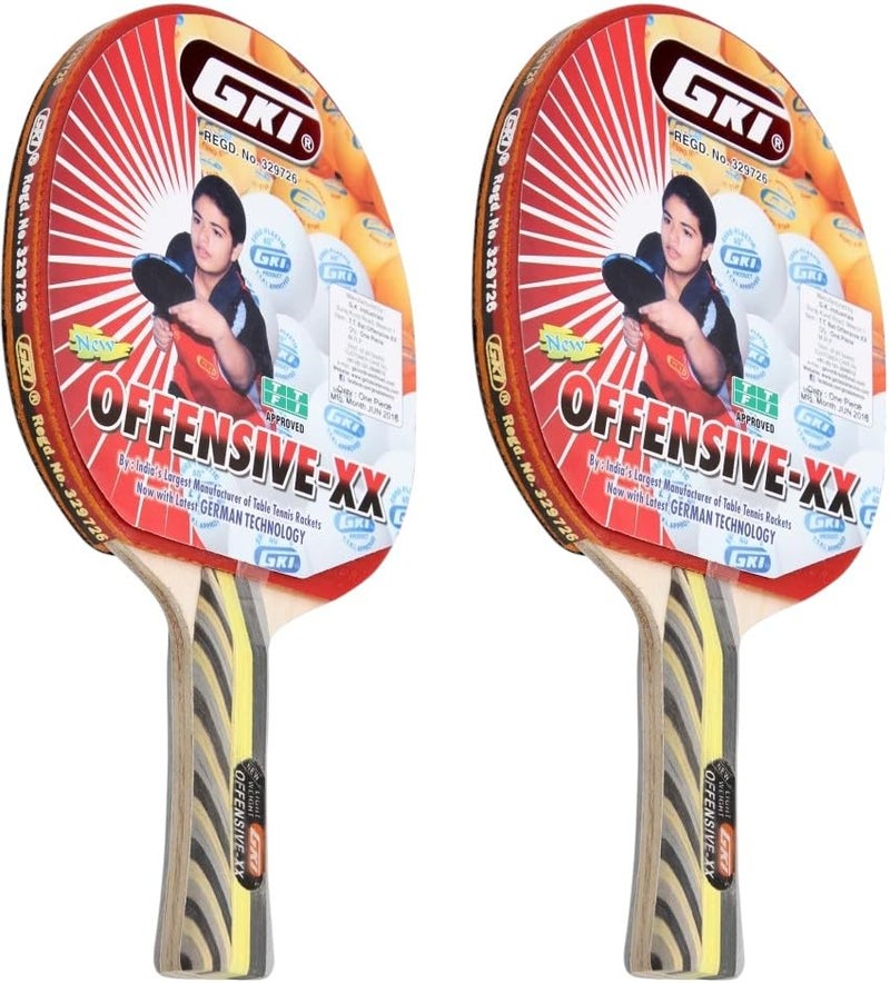 GKI Offensive Wood XX Computerized Printed Cover Table Tennis Racquet (Red) -Pack of 2 - Image 1