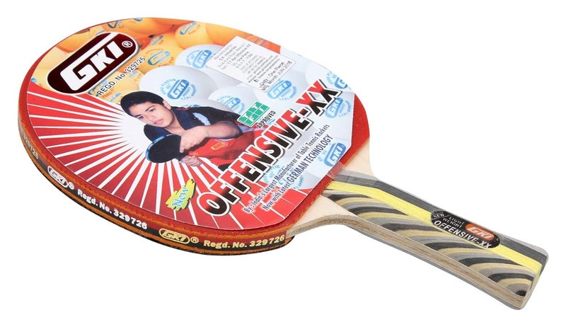 GKI Offensive Wood XX Computerized Printed Cover Table Tennis Racquet (Red) -Pack of 2 - Image 3
