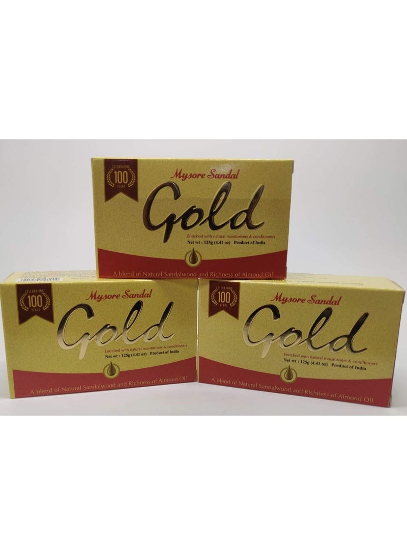 Mysore Sandal Gold Soap, 125 g (Pack of 3) - Image 1