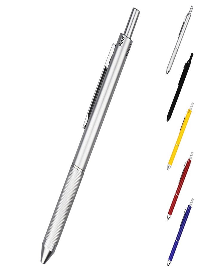 DUNBONG 4 in 1 Multicolor pen, Metal Cased Multifunction Pen, 0.5mm Mechanical Pencil, Red Ball Pen, Blue BallPen and Black Ball Pen (Silver) - Image 3