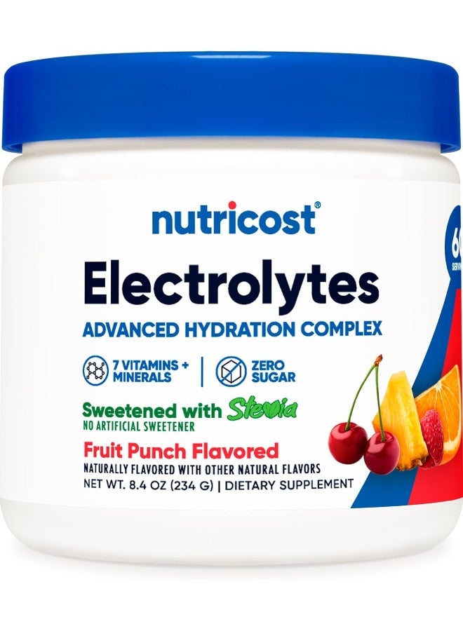Nutricost Electrolyte Complex Powder (60 Servings, Fruit Punch) - Hydration Supplement Drink Mix with Vitamins and Minerals - Image 1