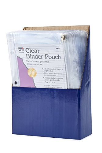Charles Leonard Pencil Pouch for Binder, 1 Pocket with Zipper Closure, Clear Vinyl, 24-Pack (76380-ST) - Image 2