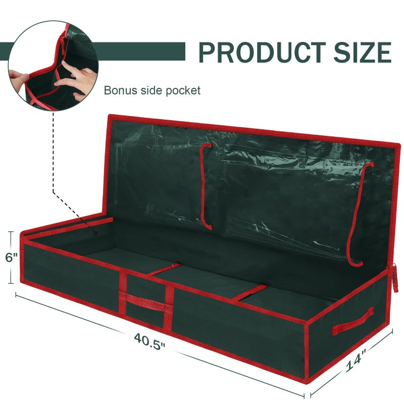 EMOMAS Christmas Gift Wrapping Paper Organizer Storage Bags,Plastic Container for Holiday Supplies & Accessories, Gift Bag Organizer, Under Bed Wrapping Paper Storage (Red) - Image 3