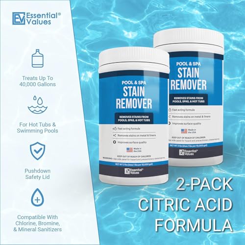 Essential Values Swimming Pool & Spa Stain Remover (2 LBS) - Compatible with Vinyl Liners, Fiberglass & Metals - Effective Formula Removes Rust & Tough Stains - Image 3