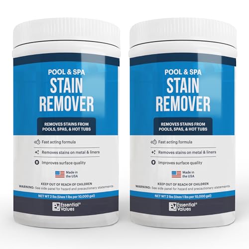 Essential Values Swimming Pool & Spa Stain Remover (2 LBS) - Compatible with Vinyl Liners, Fiberglass & Metals - Effective Formula Removes Rust & Tough Stains - Image 1