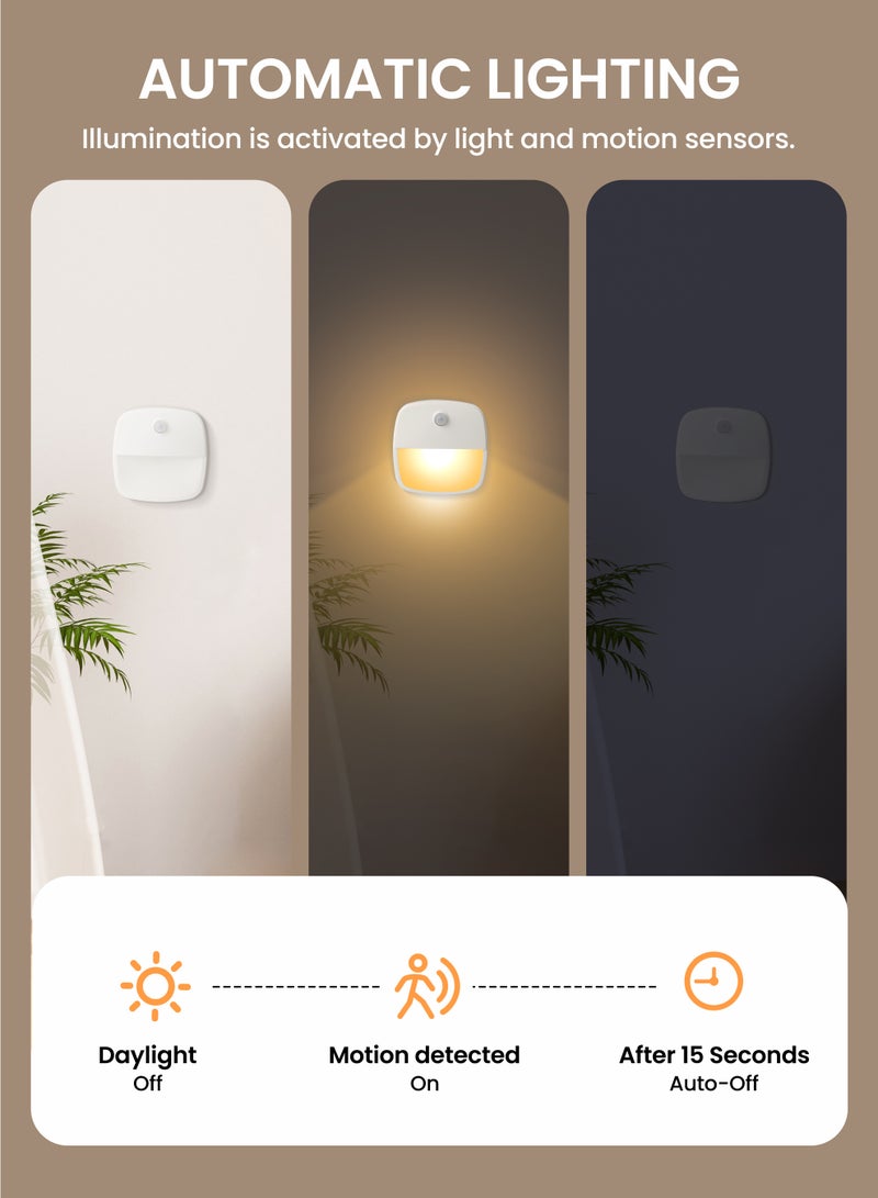 Xkimos Motion Sensor Dimmable LED Night Light 3-Pack Wall Lights for Kids Bedroom Bathroom Kitchen Hallway Stairway Indoor Use - Image 3