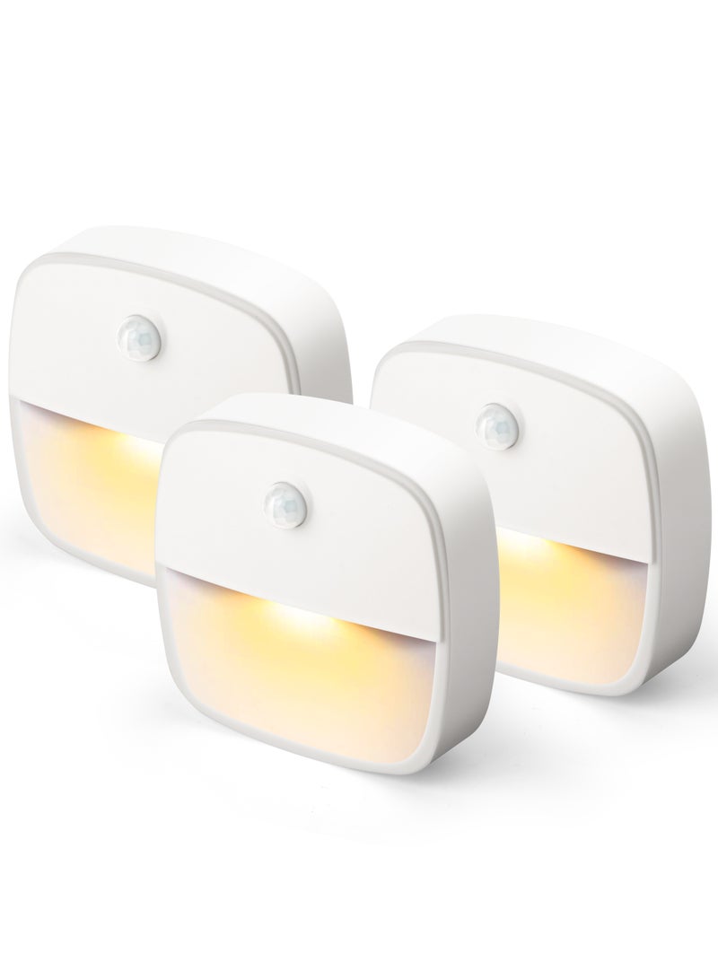Xkimos Motion Sensor Dimmable LED Night Light 3-Pack Wall Lights for Kids Bedroom Bathroom Kitchen Hallway Stairway Indoor Use - Image 1