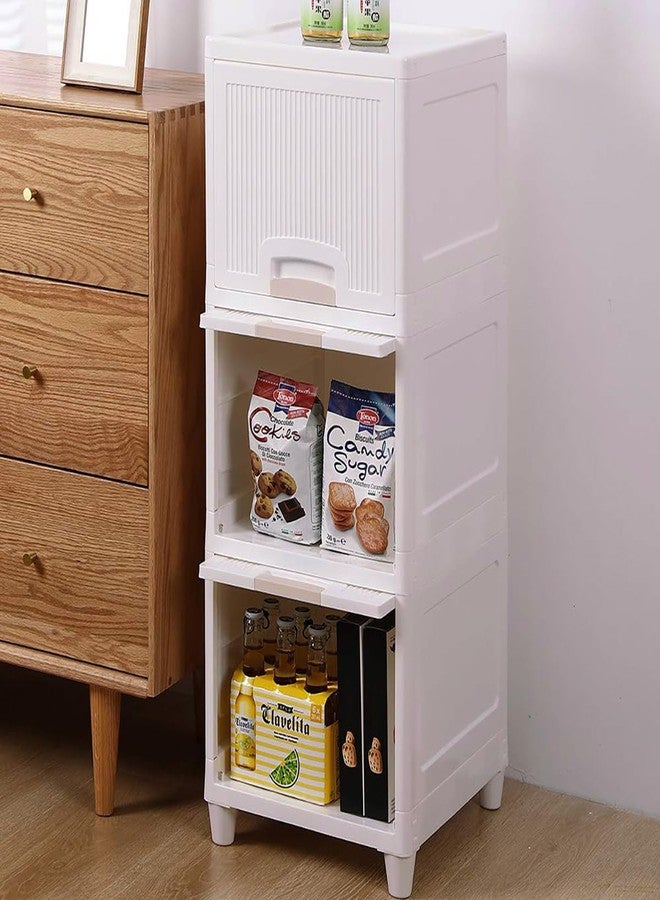 YASONIC 𝟯 𝗧𝗶𝗲𝗿 Foldable Plastic Rack for Storage/Kitchen Cupboard/Versatile and Sturdy Wardrobe for Clothes/Multipurpose Storage Organizer/Closet for Bedroom/Living Room/Laundry Room (Off White) - Image 1