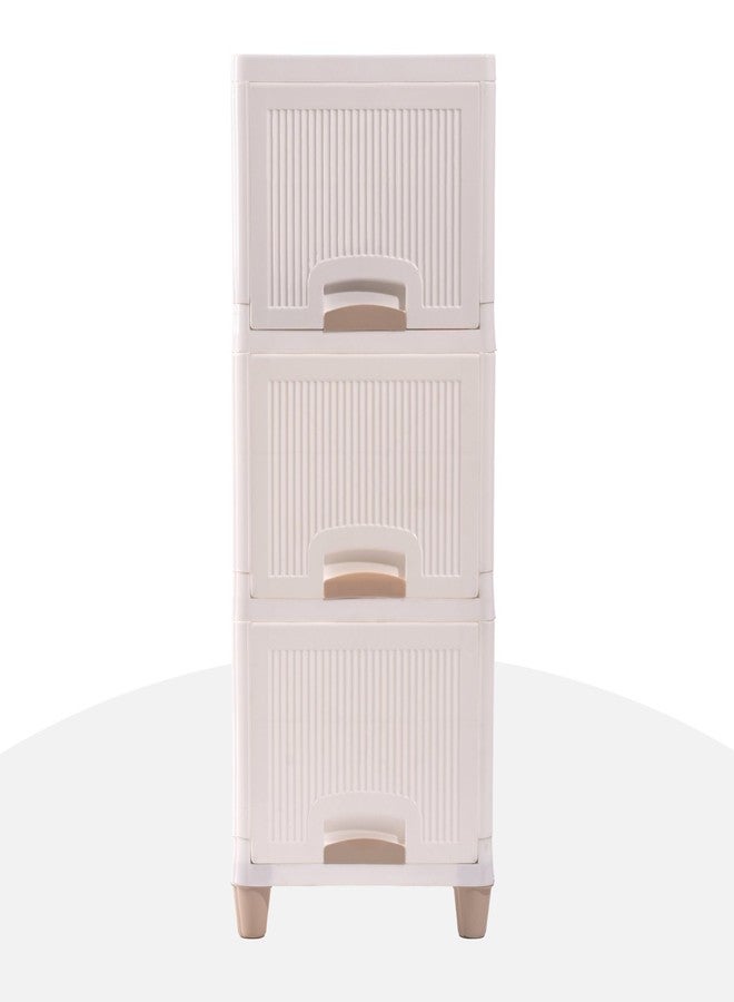 YASONIC 𝟯 𝗧𝗶𝗲𝗿 Foldable Plastic Rack for Storage/Kitchen Cupboard/Versatile and Sturdy Wardrobe for Clothes/Multipurpose Storage Organizer/Closet for Bedroom/Living Room/Laundry Room (Off White) - Image 5