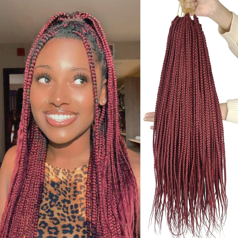 Box Braid Crochet Hair 20 Inch Burgundy Crochet Box Braids Bug Pre Looped Goddess Box Braids Crochet Hair 6 Packs Medium Size Burgundy Red Crochet Braids for Black Women20in Box Braids 6 Packs Bug
