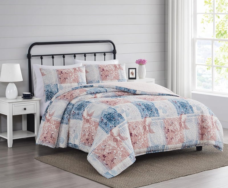 Cannon CANNON Textured Lotte Patchwork Quilt Set Multiple Polyester 3Piece FullQueen Quilt Set Patchwork Themed for Men and Women OekoTEX Certified Confidence  - Image 1