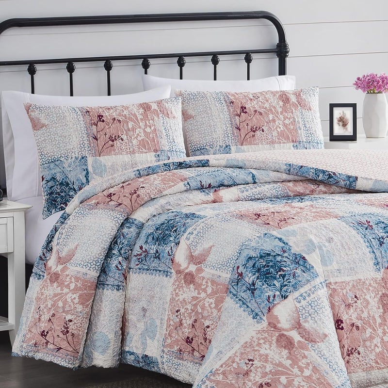 Cannon CANNON Textured Lotte Patchwork Quilt Set Multiple Polyester 3Piece FullQueen Quilt Set Patchwork Themed for Men and Women OekoTEX Certified Confidence  - Image 4