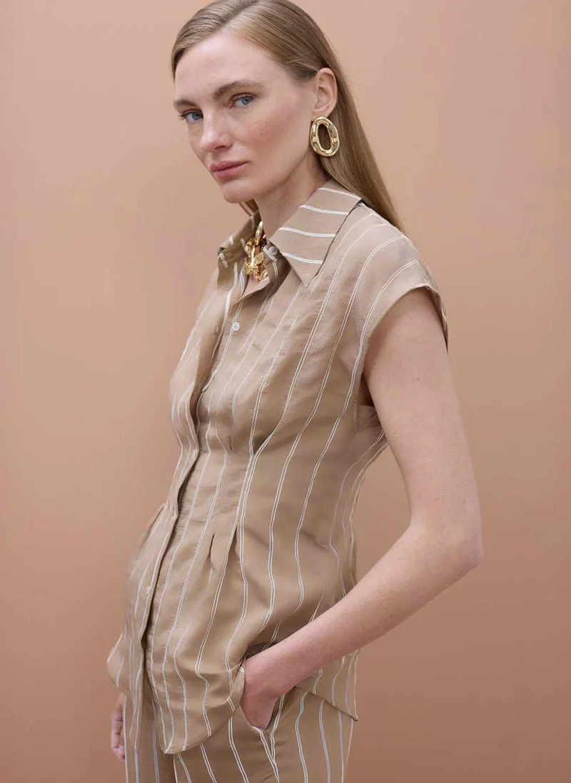لولا كساديمونت Short Sleeve Pinstriped Shirt