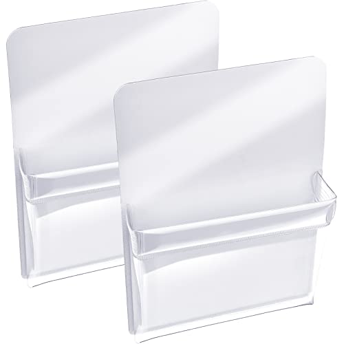 TecUnite 2 Pieces Magnetic Pencil Holder Plastic Cup Pencil Holders Storage Pocket for Refrigerator Whiteboard Pens Markers Locker Accessories - Image 1
