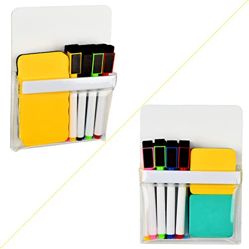 TecUnite 2 Pieces Magnetic Pencil Holder Plastic Cup Pencil Holders Storage Pocket for Refrigerator Whiteboard Pens Markers Locker Accessories - Image 5